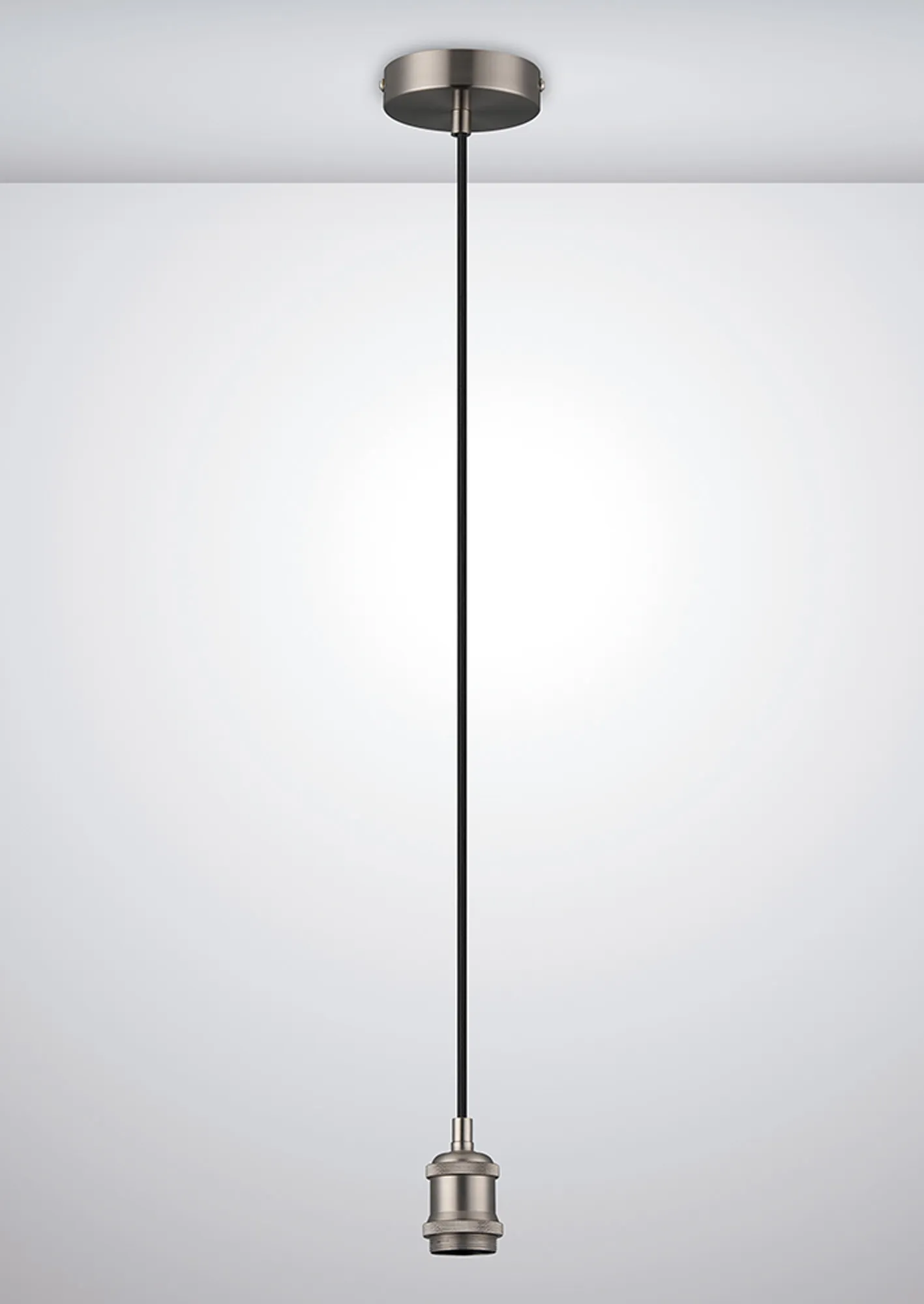 Dreifa 1.5m Single Pendant, 1 x E27, Satin Nickel/Black Braided Cable (Maximum Load 1.5kg) D0648  Deco Dreifa Pendant